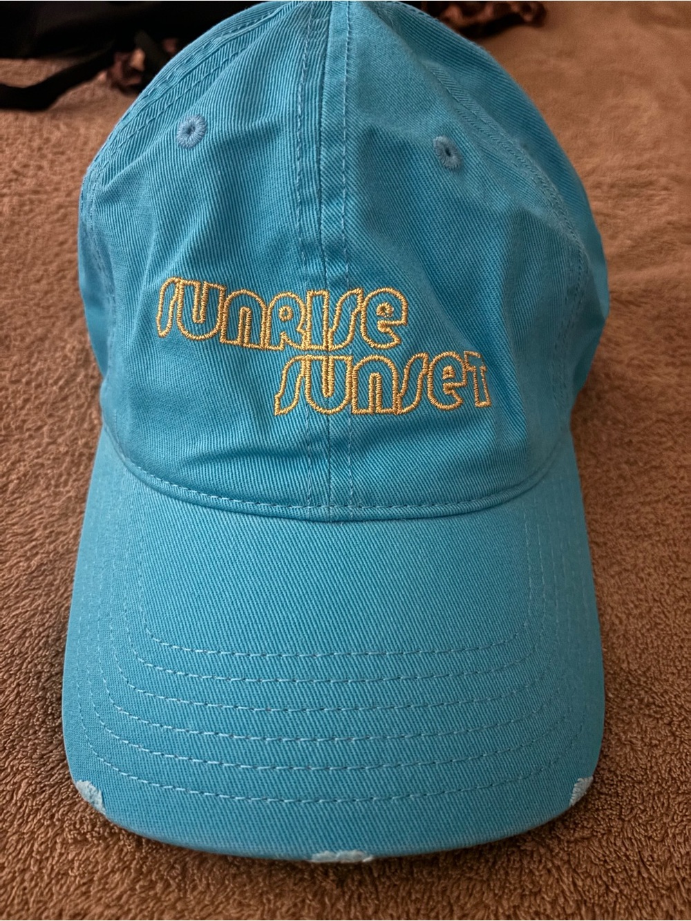 Aerie Sunrise Sunset Embroidered Teal Baseball Cap